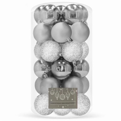 Set globuri de Craciun, 30 bucati, 3 modele, 6cm, argintiu Household NewTrend foto