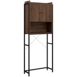 Kleankin Mobilă etajeră deasupra WC-ului cu dulap pentru baie 2 uși și nișă 68 x 25,5 x 172,5 cm maro negru | Aosom Romania