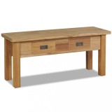 vidaXL Masă Hol Lemn Tec Masiv 90x30x40cm, Dulap TV, Rustic, 2 Sertare