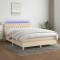 vidaXL Pat cu arcuri, saltea și LED, crem, 140x200 cm, textil 3133962