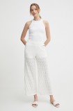 Pepe Jeans pantaloni din amestec de in GOLDIE PANTS culoarea bej, drept, high waist, PL211749