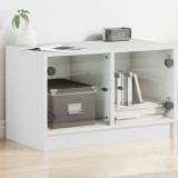 vidaXL Comodă TV cu uși din sticlă, alb, 68x37x42 cm