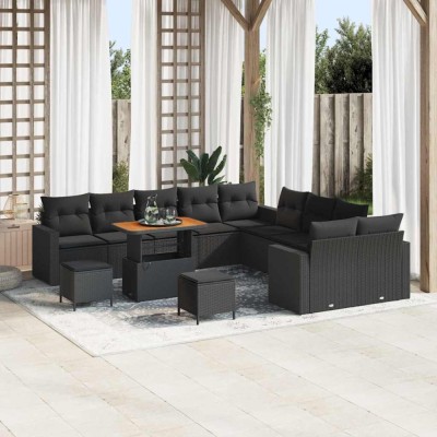 vidaXL Set de canapele pentru grădină 13 pcs Negru 90 x 55 x 71 cm 3363624 foto