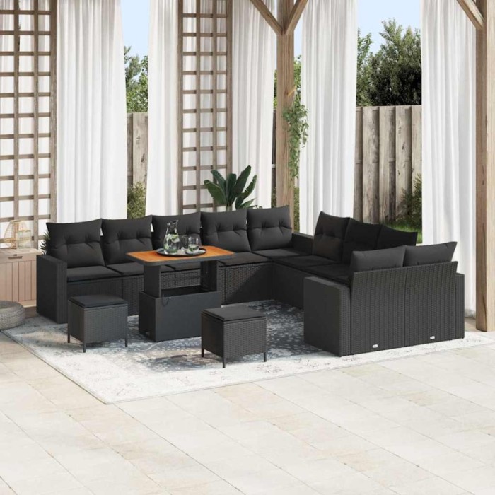 vidaXL Set de canapele pentru grădină 13 pcs Negru 90 x 55 x 71 cm 3363624
