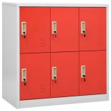 Dulap Vestiar Metalic Gossi, Gri/Rosu, 90x45x92.5 cm, 6 Compartimente, Incuietori, Birou/Scoala