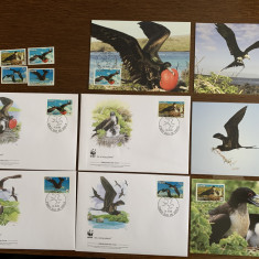 nauru - pasari - fregata mare - serie 4 timbre MNH, 4 FDC, 4 maxime, fauna wwf