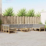 vidaXL Set de canapele de exterior cu pernă 11 pcs Alb și gri deschis 3387140