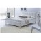 Pat dublu HM Sandy, tapitat cu piele ecologica, somiera inclusa, structura lemn masiv, 160x200 alb