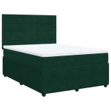 Cumpara ieftin Pat box spring cu saltea, verde inchis, 160x200 cm, catifea