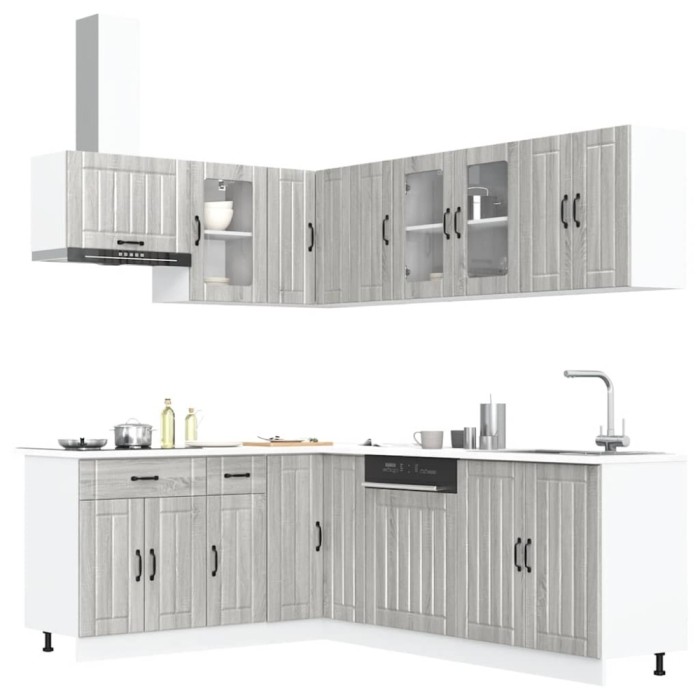 vidaXL Set de dulapuri de bucătărie 11 piese &bdquo;Lucca&rdquo; lemn Sonoma gri 3314897