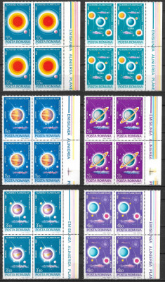 ROM&amp;Acirc;NIA 1981 - LP 1033 - ALINIEREA PLANETELOR - SERIE MNH BLOCURI X4 COALĂ foto