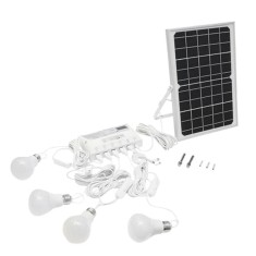 Sistem pentru iluminat cu 4 becuri LED, panou solar 9V/12W si 1xUSB incarcare