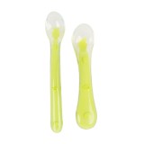 Cumpara ieftin Set 2 lingurite flexibile din silicon pentru diversificare, fara BPA, de marimi diferite, verde, KidsCare for Your BabyKids