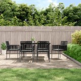 VidaXL Set mobilier grădină cu perne, 7 piese, negru, poliratan &amp; oțel