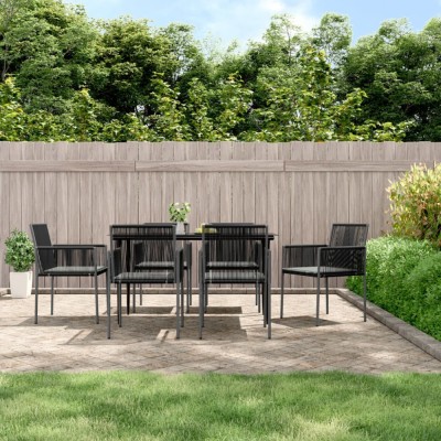 vidaXL Set mobilier grădină cu perne, 7 piese, negru, poliratan &amp;amp; oțel 3187068 foto