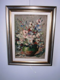 Coman Ardeleanu- &quot;Flori in vas de lut&quot;, ulei gros/carton, tablou autentic, Impresionism