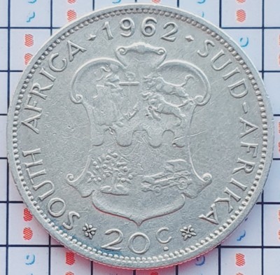 Africa de Sud 20 cents 1962 (1st decimal series) argint - km 61 - A031 foto