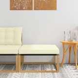 vidaXL Taburet pentru exterior Lemn solid de Acacia și Textilene Alb 901633