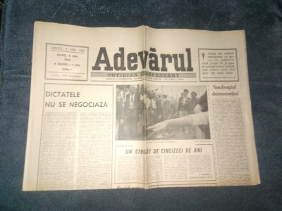 ZIARUL ADEVARUL 8 MAI 1990 foto