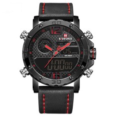 Ceas de mana barbatesc, NaviForce, Casual, Dual-time, Elegant, Mecanism Quartz, otel inoxidabil, curea din piele naturala foto