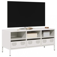 vidaXL Dulap TV, alb, 101,5x39x43,5 cm, oțel laminat la rece foto