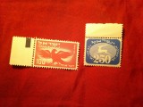 2 Timbre Israel 1950 Vultur 100 sarniera si 1952 Caprioara 250 margine coala, Nestampilat