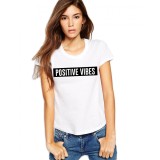 Tricou dama alb - Positive Vibes - XL
