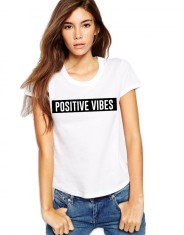 Tricou dama alb - Positive Vibes - M