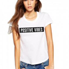 Tricou dama alb - Positive Vibes - L