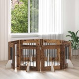 vidaXL Poartă pentru c&acirc;ini cu suporturi 8 pcs Lemn vechi 60 x 60 cm 892167