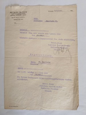 Instiintare salariu emisa de Petrol - Block, Rafinaria Standard Ploesti 1940 / CD1P foto