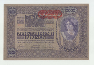 AUSTRIA - UNGARIA 10000 Kronen/Korona/Coroane 1918 , AUNC , B1.24 foto