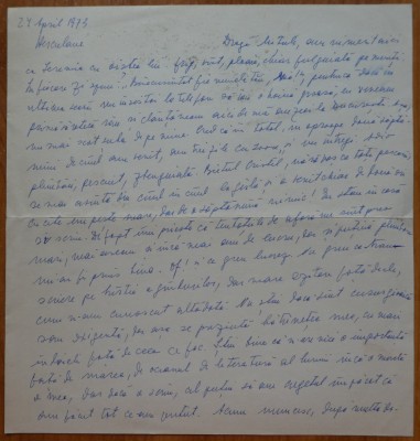Scrisoare a scriitoarei evreice Lucia Demetrius catre Mia Groza, 1973 foto