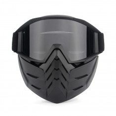 Masca protectie fata, plastic dur + ochelari ski, lentila gri inchis, GRD02 foto