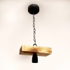 Lustra Vintage Lemn 1 Bec E27, Stil Rustic, Maro/Negru, 40cm, Handmade