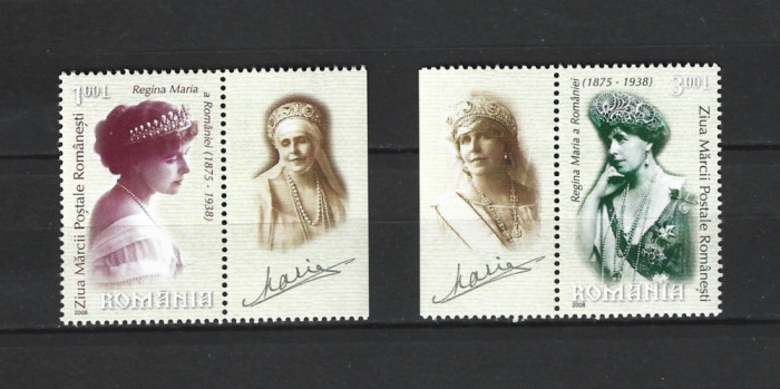 ROMANIA 2008-ZIUA MARCII, REGINA MARIA A ROMANIEI, VINIETA 4, MNH - 1815d