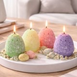 Lumanare decorativa de Paste in forma de ou, Set 4 buc, Multicolor, &Oslash;5,5x7cm, CMCLASS