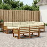 vidaXL Set de canapele de exterior cu pernă 7 pcs Natural și Crem 3382648