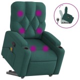 Cumpara ieftin Fotoliu rabatabil de masaj, cu ridicare, verde inchis, textil