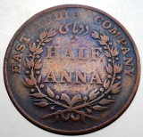 J.072 EAST INDIA COMPANY 1/2 HALF ANNA 1835