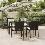 VidaXL Set mobilier de grădină cu perne, 5 piese, negru, poliratan
