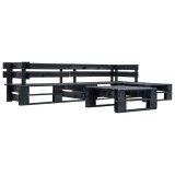 Cumpara ieftin Set mobilier de gradina din paleti, 4 piese, negru, lemn