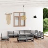 VidaXL Set mobilier de grădină, 10 piese, gri, lemn masiv de pin