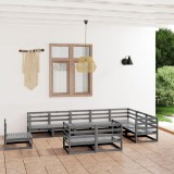 Gossi set mobilier de gradina, 10 piese, gri, lemn masiv de pin