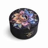 Cutie rotundă din lemn cu simbol Yin Yang si mandala &ndash; 223900