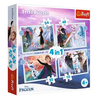 Set Puzzle Trefl, Frozen 2, 4 Bucăți, Multicolor, 35-70 Piese, 4+ Ani foto