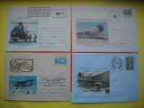 HOPCT PLIC NR 631 SET 4 PLICURI AVIOANE STAMPILOGRAFIE DIVERSA -AVION/AVIATIE -ROMANIA-