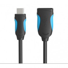Cablu de date USB 2.0 Female la USB de tip C - Negru Lungime 10 centimetri foto