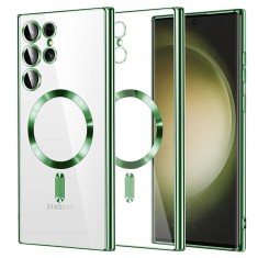 Husa premium Samsung Galaxy S23 Ultra Techsuit Luxury Crystal MagSafe, verde deschis foto