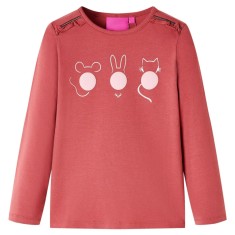 Tricou pentru copii cu m&acirc;neci lungi, roz ars, 140